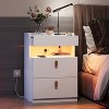 GALAXHERO Nightstand with LED Lights and Charging Station, with Sliding Top and 2 Drawers, Smart End Table for Bedroom or Living Room - 2 of 4