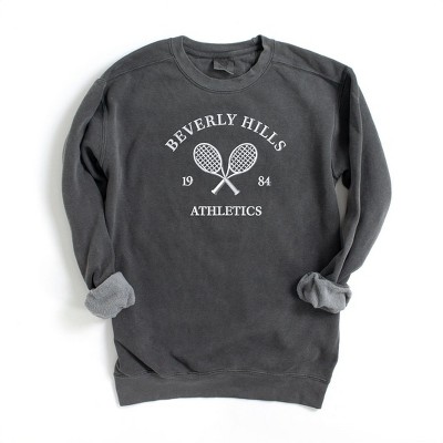 Simply Sage Market Women's  Garment Dyed Graphic Sweatshirt Embroidered Beverly Hills Tennis Raquet