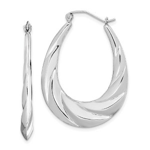 Black Bow Jewelry Wispy Designed Puffed Oval Hoop Earrings in Sterling Silver - 1 of 4