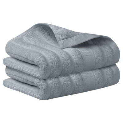 Unique Bargains Cotton Striped Pattern Comfortable Hand Towels for Bathroom Travel 2 Packs