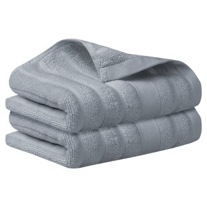 Unique Bargains Cotton Striped Pattern Comfortable Hand Towels for Bathroom Travel 2 Packs - 1 of 4