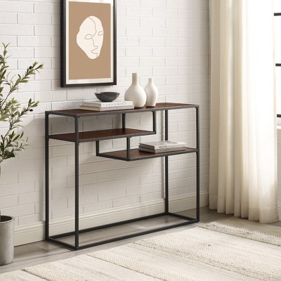 GDFStudio Minimal Joy 42" Wood and Steel Console Table with Shelves