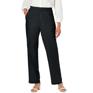 Jessica London Lightweight Linen-Blend Straight-Leg Pants - 1 of 4