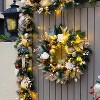 Christmas Wreaths with Lights Pre-Lit 24 Inch Champagne Gold Door Wreath with Ball Ornaments, Rose Battery Operated - 3 of 4
