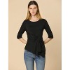 INSPIRE CHIC Women's Casual Asymmetrical Hem Ruched 3/4 Sleeves Round Neck Blouse Top - 3 of 4