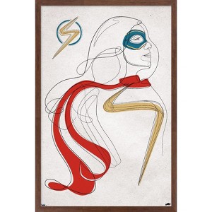Trends International Marvel Ms. Marvel - Line Drawing Framed Wall Poster Prints - 1 of 4