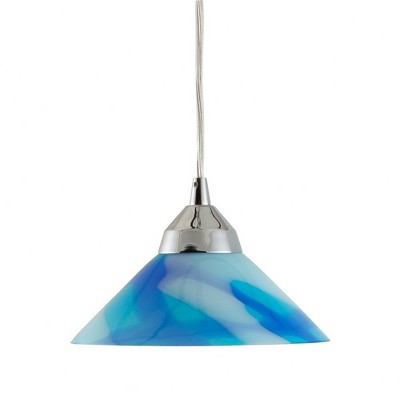 Polished Chrome Mini Pendant with Multicolor Caribbean Glass Shade
