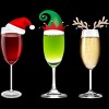 Men's Design By Humans Red Wine Glass Santa Elf Hat Reindeer Horn Christmas By Forever9 T-Shirt - 2 of 4