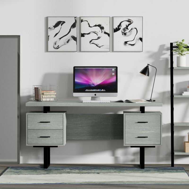 Glenwillow Home 60'' Mariposa Home Office Computer Desk with 3 Storage Drawers, 1 of 7