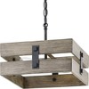 Progress Lighting, Hemsworth, 2-Light Semi-Flush Mount, Black Finish, Faux Aged Oak Shade - 3 of 4