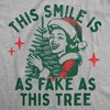 Womens Funny T Shirts This Smile Is As Fake As This Tree Sarcastic Christmas Graphic Novelty Tee For Ladies - Crazy Dog Women's T Shirt Gift For - 2 of 4