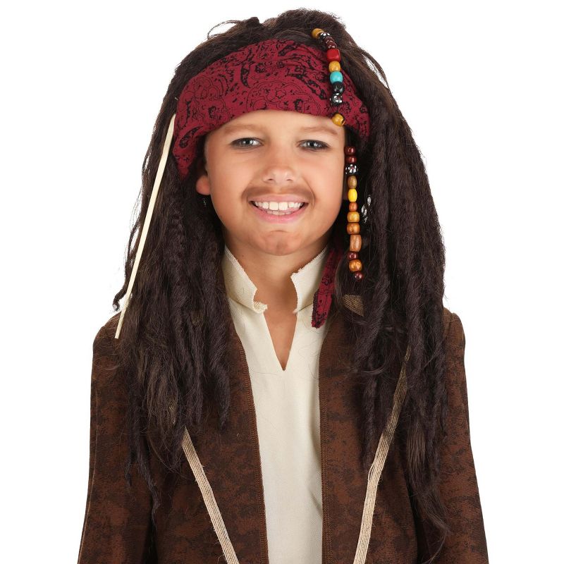HalloweenCostumes.com One Size Fits Most Boy  Realistic Boy's Pirate Wig, Black/Red, 4 of 7