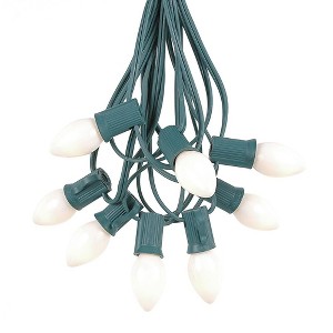 Novelty Lights 25 Feet C7 Ceramic Christmas String Light Set, Vintage Holiday Hanging Light Set, Green Wire - 1 of 4