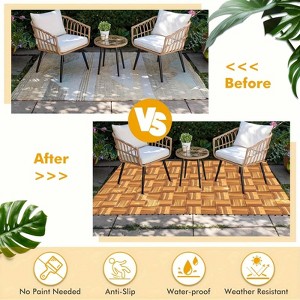 Racxily 11.8"x11.8" Natural Acacia Deck Tiles - Interlocking A+ Grade Acacia Tiles for Garden, Balcony, Indoor/Outdoor Use - 1 of 4