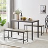 PAGED Dining Table and Dining Chairs Set of 3 with 2 Long Dining Benches and 1 Modern Dining Table for Bar, Kitchen, Dining Room - 2 of 4