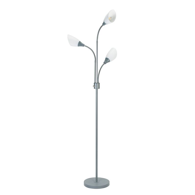 70.25&#34; 3-Light Floor Lamp with White Shades Silver - Cresswell Lighting, 1 of 8