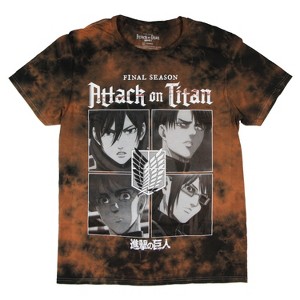 Attack on Titan Men's Anime Manga Tie Dye Adult Short Sleeve T-Shirt - 1 of 4