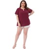 Agnes Orinda Women's Plus Size Pin Dots Notched V-Neck Dressy Trendy Fashion Casual Summer Blouses - 3 of 4