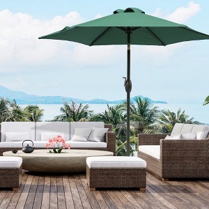 LOVMOR 7.5ft * 7.5ft Patio Umbrella with Crank and Push Button Tilt,Red - 1 of 4