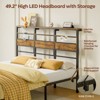 Pinmoco Platform Bed Frame with Adjustable LED Storage Headboard 2 Drawers & Charging Station Metal Bed - 2 of 4