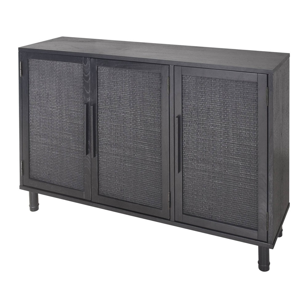 Hopper Studio Delancey 3 Door Cabinet Matte Black: Bohemian Style, Wood Veneer, Adjustable Shelves