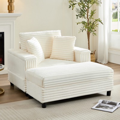 Mjkone 43" W Oversized Chaise Lounge Chair Indoor with Ottoman