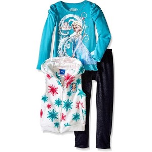 Disney Frozen Little Girl's 3-Piece Vest, Long Sleeve Top and Legging Sets - 1 of 4