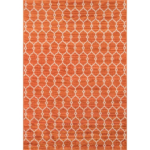 Indoor/outdoor Fretwork Area Rug - Orange (7'x10') : Target