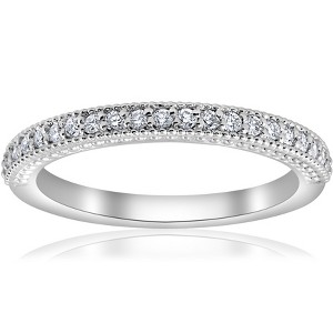 Pompeii3 1/5ct Vintage Diamond Wedding Ring Stackable Anniversary Band 14k White Gold - 1 of 4