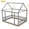NicBex Full Size Wood Montessori Bed with House Roof Frame,Floor Bed with Safety Fences,Modern Toddler Bed for Bedroom - 3 of 4