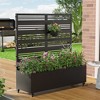 Wooakway Black Metal Planter Box with Trellis Raised Garden Bed with Arbor Privacy Screen with Wheels - 2 of 4