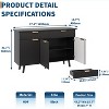 47 Inch Sideboard Buffet Cabinet with 2 Drawers & 3 Doors, Modern Fluted Storage Cabinet with Adjustable Shelves, Dining Room- Black - 3 of 4
