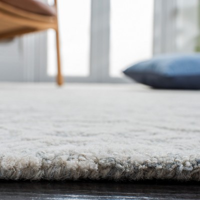 Light Grey and Ivory Hand-Tufted Wool Runner Rug