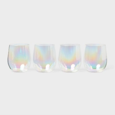 4pk 14 fl oz Stemless Wine Iridescent - Sun Squad™