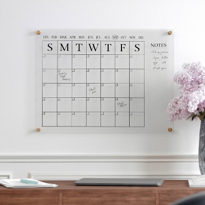 Clear Acrylic Monthly Wall Calendar with Notes and Dry Erase Marker
