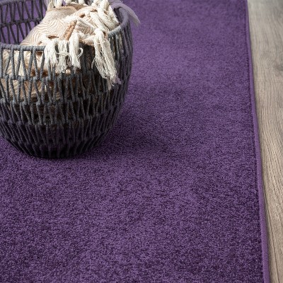 Haze Purple Solid Low-Pile Synthetic Runner Rug