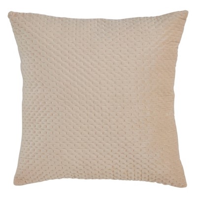 Poly Filled Pinsonic Velvet Pillow Natural - Saro Lifestyle