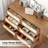 6 Drawers for Bedroom, 47.2 Inch Chest of Dressers, Farmhouse Burlap Wide Closet Dressers Chest of Drawers Brown - 4 of 4