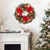 Orieon 24" Christmas Wreath with Red Poinsettia, Gold Ornaments, Pinecones & 30 LED Lights, Indoor & Outdoor Holiday Decor for Front Door, Wall - 2 of 4