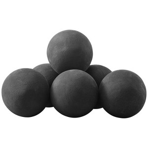VEVOR Ceramic Fire Balls, 5 Inch 6 Pcs Round Fire Stones, Reusable Lava Rocks Indoor and Outdoor Use, Decorative Fire Pit Rocks for Propane, Black - 1 of 4