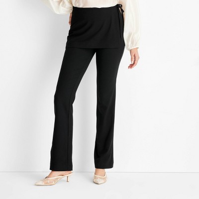 Women's Mid-Rise Straight Leg Two-Fer Tailored Pants - Future Collective Black