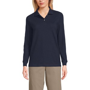 School Uniform Young Women's Long Sleeve Mesh Polo Shirt - 1 of 3