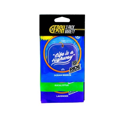 Ride FRSH 3pk Variety Fresheners Teal Ocean Breeze/Eucalyptus/Lavender: Car Air Fresheners, Paper, Non-Powered