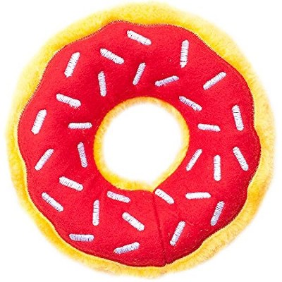 ZippyPaws - Original Donutz No Stuffing Squeaky Plush Dog Toy - Cherry