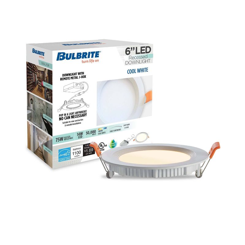 Bulbrite Set of 2 6&#34; Ultra Slim Remodel IC LED Canless Recessed Lighting Kit, 3 of 8