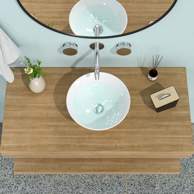 ONWITH 13x13 Inch White Ceramic Circular Vessel Bathroom Sink