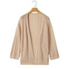 Amaryllis Women’s Open Front Crochet Knit Cardigan Lightweight Loose Fit 3/4 Sleeve Breezy - 3 of 4