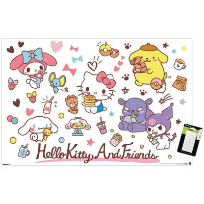 Trends International Hello Kitty and Friends: 25 Snack Time - Group Unframed Wall Poster Print White Mounts Bundle 14.725" x 22.375"