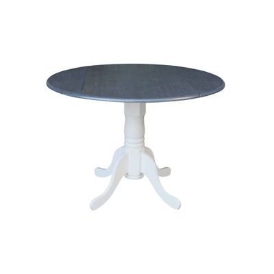 Heather Gray & White 42" Round Wood Extendable Dining Table