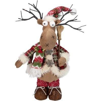 Northlight 22" Winter Ready Plaid Standing Christmas Moose Figure with LED Antler